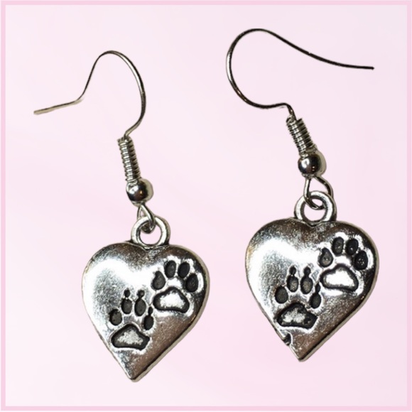 Paw Print Heart Earrings - Picture 4 of 12